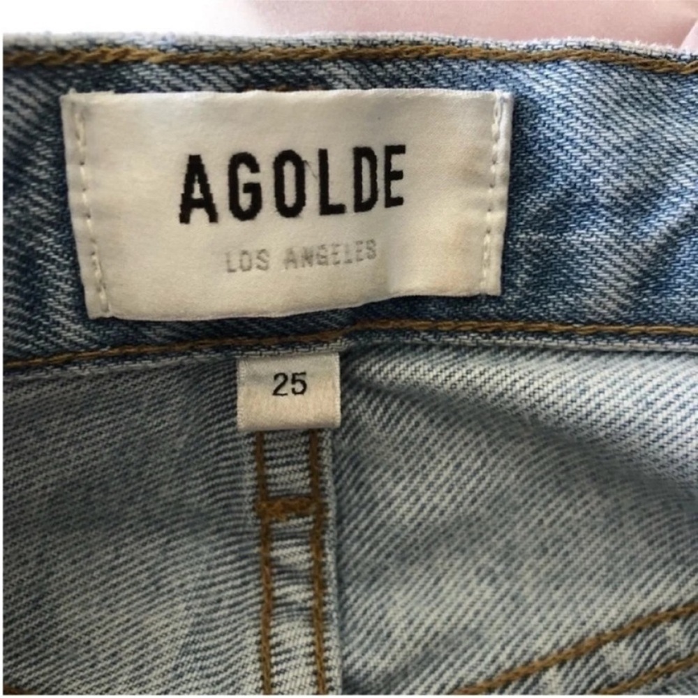 Agolde Riley High Rise Straight Leg Crop Distressed Jeans - Picture 6 of 8